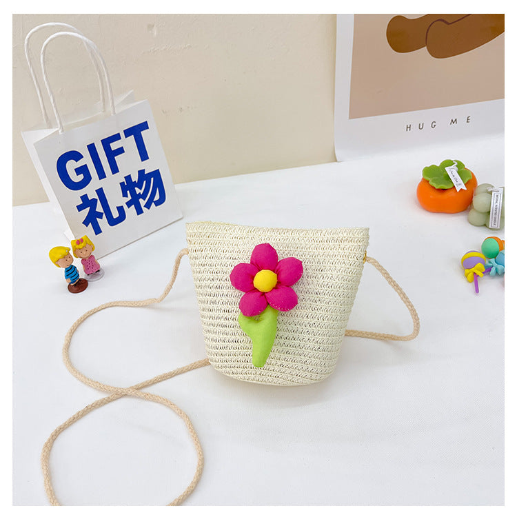Wholesale Flower Straw Kids Bag